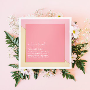Guardanapo De Papel Fatos Divertidos de Casamento Rosa Pastel Dourado
