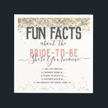 Guardanapo De Papel Fatos Divertidos do Chá de Noiva Dourado Brilhante<br><div class="desc">Compartilhe alguns fatos divertidos sobre a noiva homenageada com seus convidados especiais. Feminino,  moderno e divertido brilho dourado falso com design de tipografia fofa. Todo o texto é desbloqueado e ajustável. Digite seus próprios fatos divertidos para compartilhar com os convidados. Ótima lembrança e verdadeiramente única.</div>