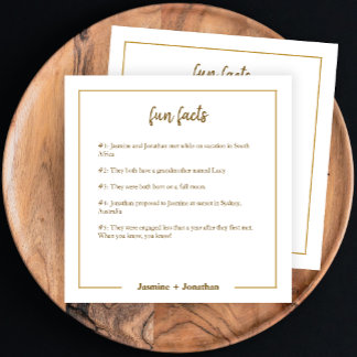 Guardanapo De Papel Fatos Divertidos Dourado Documento de Casamento Mi