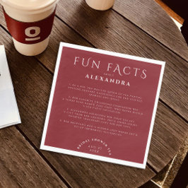 Guardanapo De Papel Fatos Divertidos Monocromáticos de Borgonha Modern