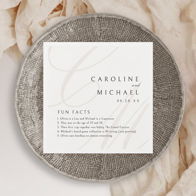 Guardanapo De Papel Fatos Divertidos Monograma clássico de caligrafia (Fun Facts Classic Elegance calligraphy monogram Napkins)