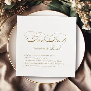 Guardanapo De Papel Fatos Dourados Casamento de Script Clássico de Vin