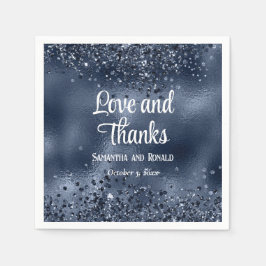 Guardanapo De Papel Faux Dark Blue Glitter e Foil Weding