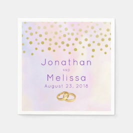 Guardanapo De Papel Faux Dourado Confetti no Casamento Purple Watercol