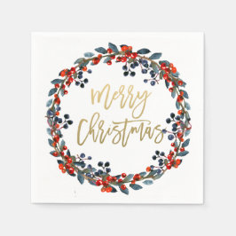 Guardanapo De Papel Faux Dourado Festa de Férias de Natal Merry Berrie
