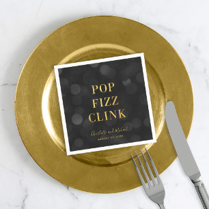 Guardanapo De Papel Faux Dourado Pop Fizz Clink Dark Bokeh