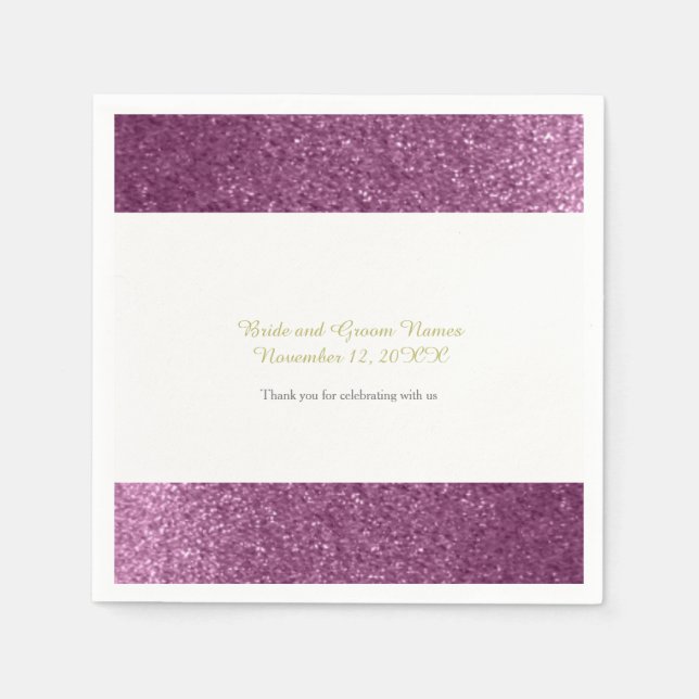 Guardanapo De Papel Faux Glitter Purple Wedding (Frente)