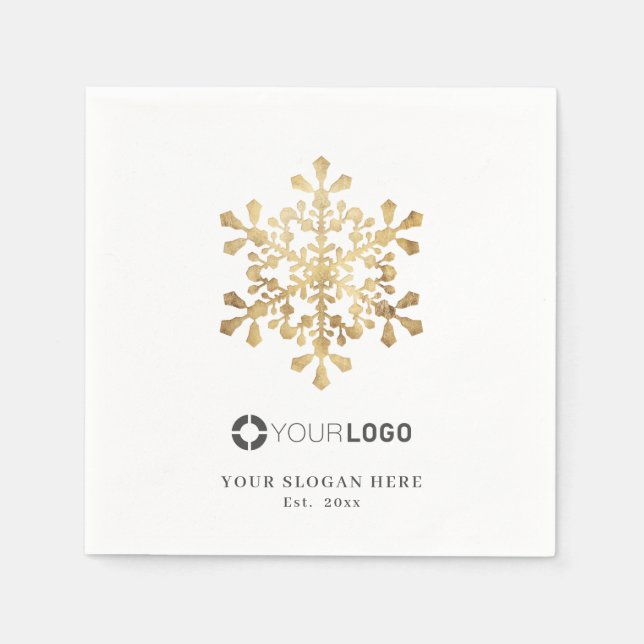 Guardanapo De Papel Faux gold snowflake company logo no Natal (Frente)