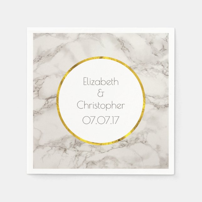 Guardanapo De Papel Faux Marble Alabaster Taupe Tan Modern Wedds (Frente)