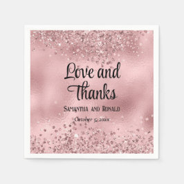 Guardanapo De Papel Faux Pink Glitter e Foil Wedes