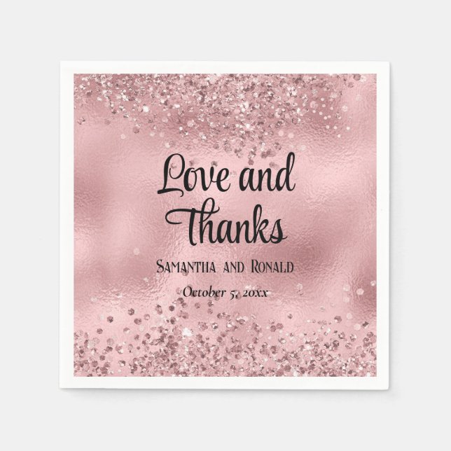 Guardanapo De Papel Faux Pink Glitter e Foil Wedes (Frente)