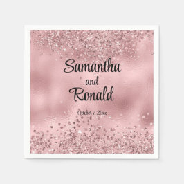 Guardanapo De Papel Faux Pink Glitter e Foil Wedes