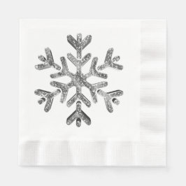 Guardanapo De Papel Faux Silver Diamantes Elegante Fnowflake Natal