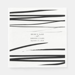 Guardanapo De Papel Favor de Casamento do Abstrato Branco Negro Modern