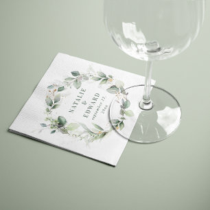 Guardanapo De Papel Favor de casamento elegante com eucalipto em aquar
