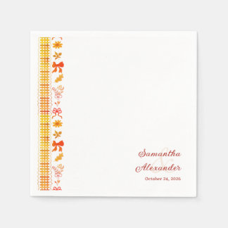 Guardanapo De Papel Favor de casamento rústico elegante de outono com 