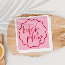 Guardanapo De Papel Favor de Despedida de Solteira Vermelho e Rosa com