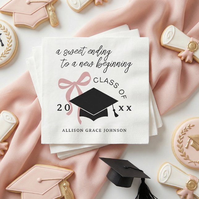 Guardanapo De Papel Favor de Festa de Formatura com Laço Rosa (Criador carregado)