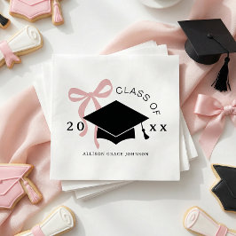 Guardanapo De Papel Favor de Festa de Formatura com Laço Rosa