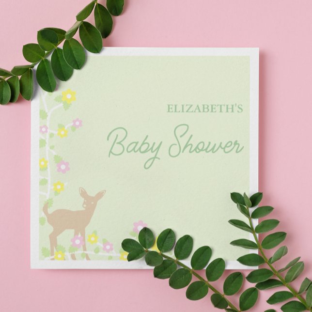 Guardanapo De Papel Fawn Floral Girl Baby Shower (Criador carregado)