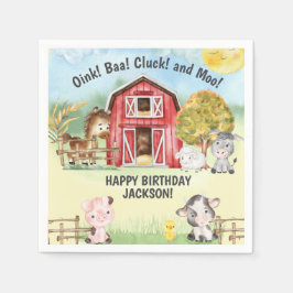 Guardanapo De Papel Fazenda Animal Barn Themed segundo aniversário Wel