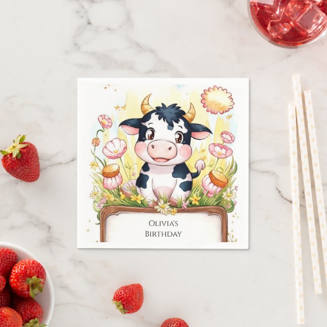 Guardanapo De Papel Fazenda Boho Cow Birthday (Insitu)
