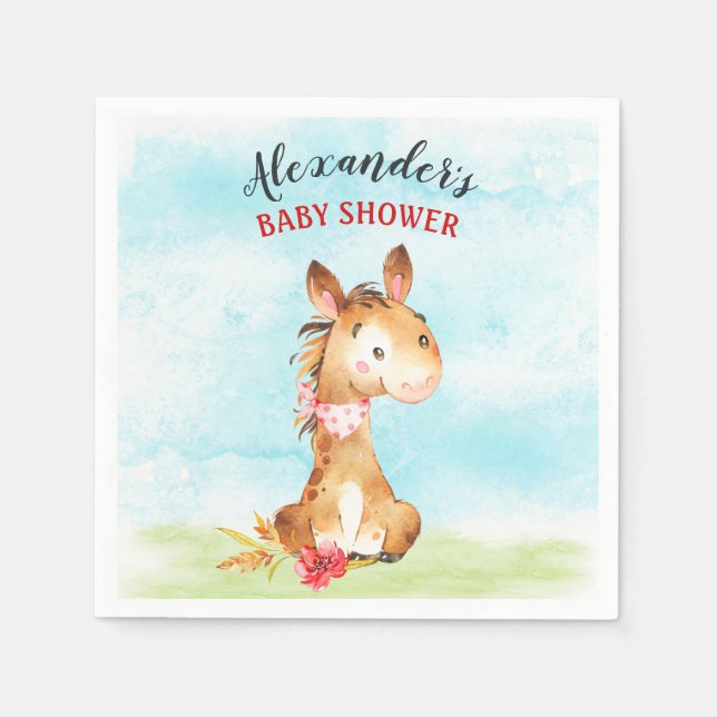 Guardanapo De Papel Fazenda de Chá de fraldas de Cavalo de Aquarela (Frente)