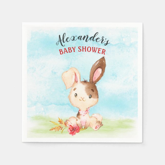 Guardanapo De Papel Fazenda de Chá de fraldas de coelho com aquarela (Frente)