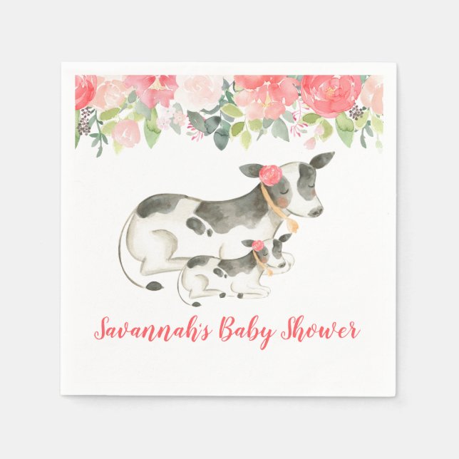 Guardanapo De Papel Fazenda de Vaca Leiteira Peony Plantaria Barnyard  (Frente)