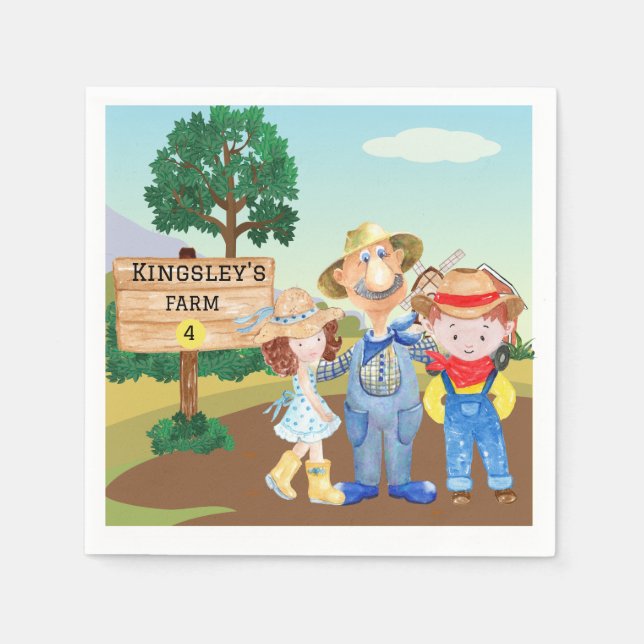 Guardanapo De Papel Fazenda personalizada do velho MacDonald (Frente)