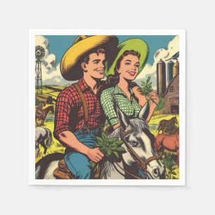 Guardanapo De Papel Fazenda Vintage Histórias em quadrinhos Casais