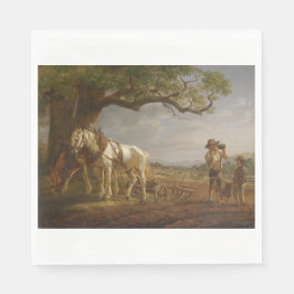 Guardanapo De Papel Fazendeiros Descansados em Campo com Cavalos e Flo