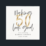 Guardanapo De Papel Fazer 50 parece boa festa de aniversário de ouro<br><div class="desc">Fazer 50 parece bom efeito ouro,  guardanapos festas de aniversário. Parte de uma coleção.</div>