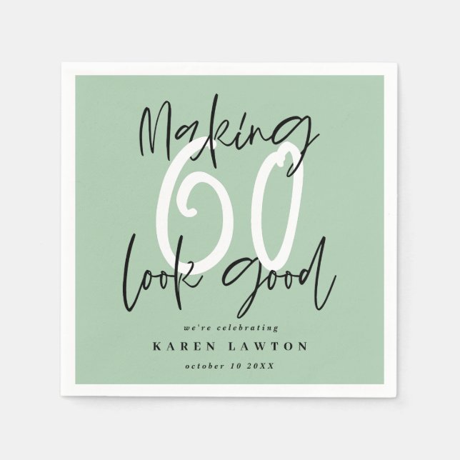 Guardanapo De Papel Fazer sessenta e 60 parece boa festa de aniversári (Frente)