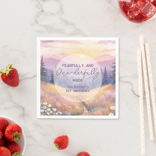 Guardanapo De Papel Fearfully and Onederfully Made Girl First Birthday (Insitu)