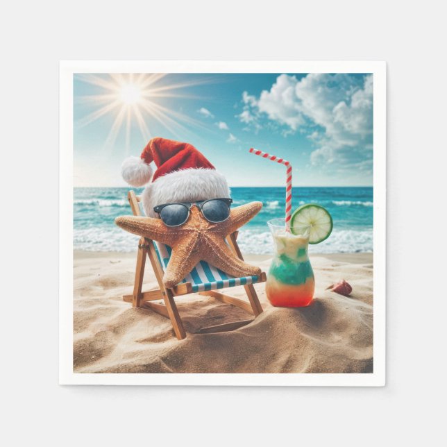 Guardanapo De Papel Fécula de Natal com coquetel (Frente)