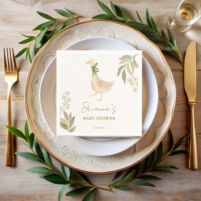 Guardanapo De Papel Feijão de ganso rima chá de fraldas monograma (Goose nursery rhymes boho baby shower monogrammed napkins template personalized table decor)