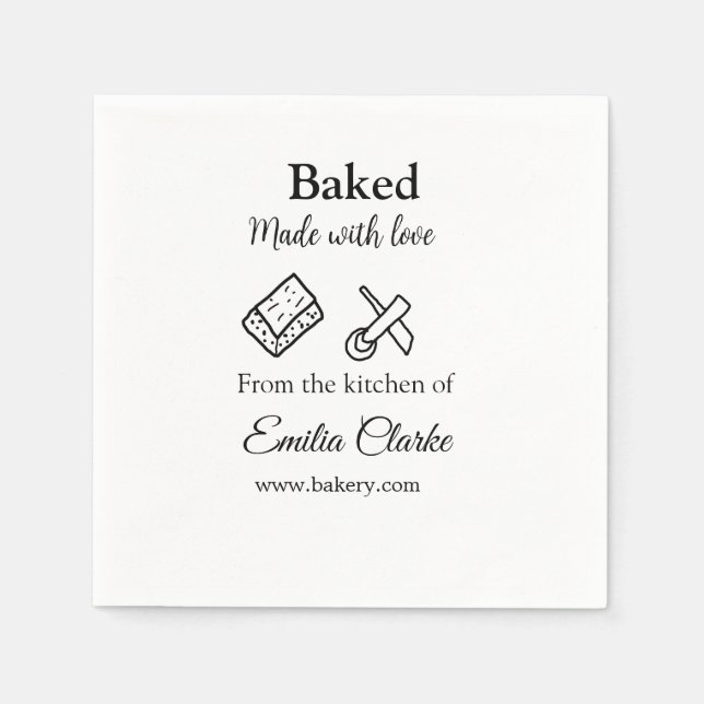 Guardanapo De Papel Feita com amor, empresa de padaria adiciona textur (Frente)