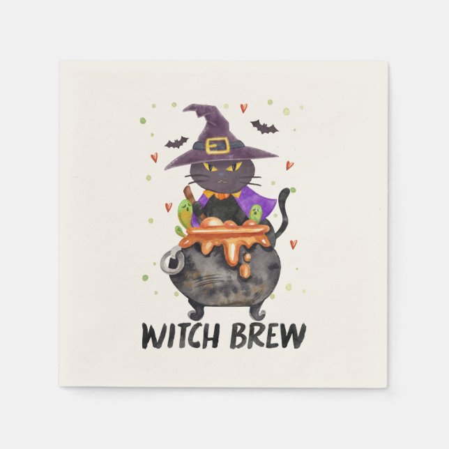 Guardanapo De Papel Feiticeira - Bruxa Vestida de Gato (Frente)