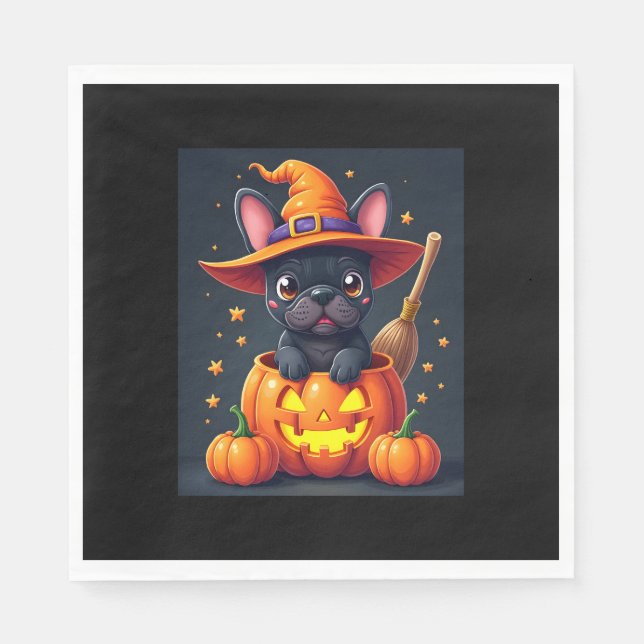 Guardanapo De Papel Feiticeira francesa Pumpkin Halloween Mens Mulhere (Frente)