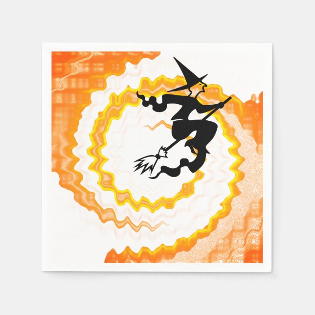 Guardanapo De Papel Feitiço mágico de bruxa voadora de orange das Hall (Frente)