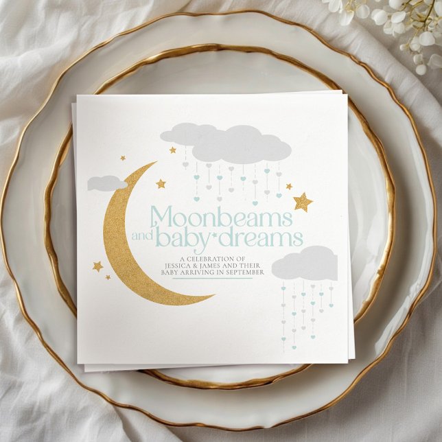 Guardanapo De Papel Feixes de lua e sonhos de bebê chá de fraldas azul (Criador carregado)