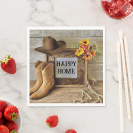 Guardanapo De Papel Felicidade em Casa Cowgirl Estilo Cowboy Com Botas