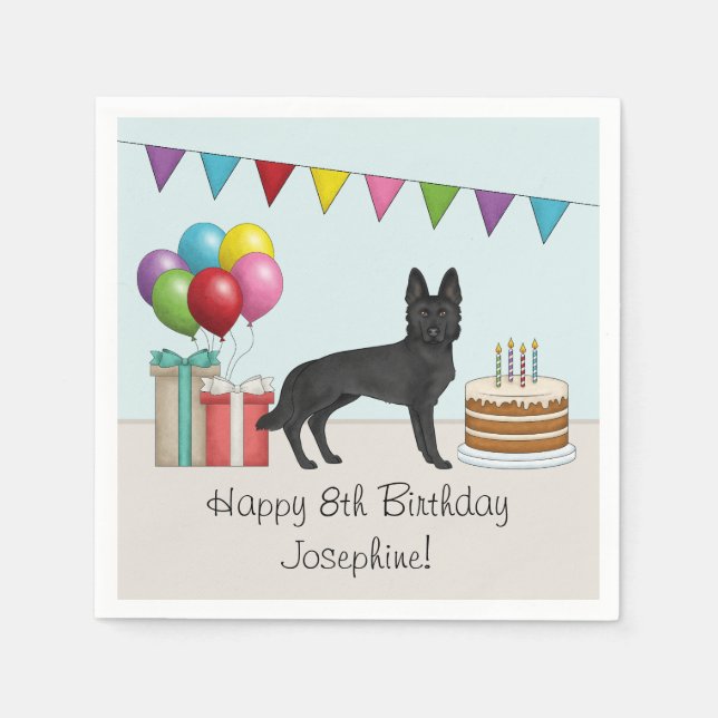 Guardanapo De Papel Felicidades Coloridas de Aniversário para Pastor A (Frente)