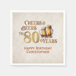 Guardanapo De Papel Felicidades e Cervejas 80 Birthday