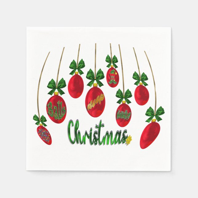 Guardanapo De Papel Felicidades Festivas: Bolas de Natal Profundo Nápo (Frente)