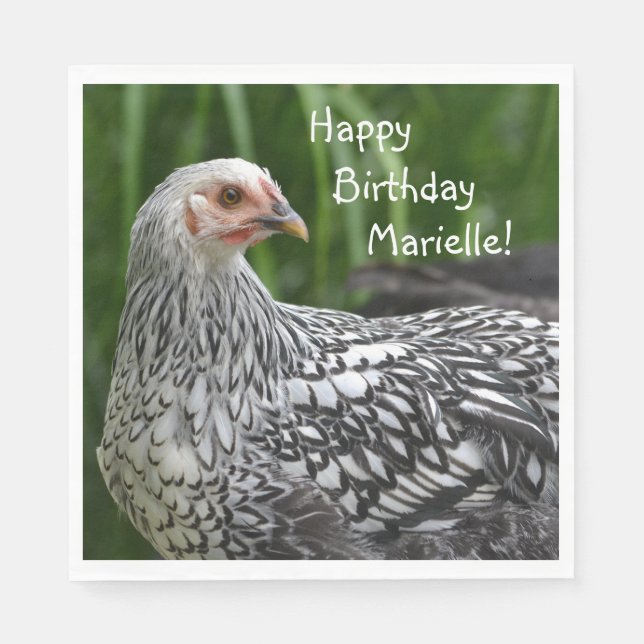 Guardanapo De Papel Felicidades no Aniversário Frango Posando (Frente)