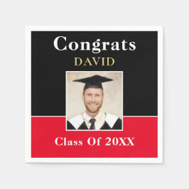 Guardanapo De Papel Felicita o Nome do Formando Foto Preto Vermelho Do