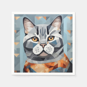 Guardanapo De Papel Feline Geometry British Shorthair