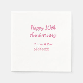 Guardanapo De Papel Feliz 10º aniversário simples nome de casamento mi